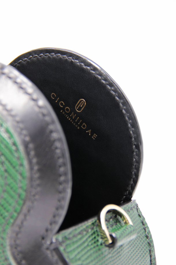 CICONIIDAE Boyciana interior — smooth black calfskin lining with embossed CICONIIDAE gold logo