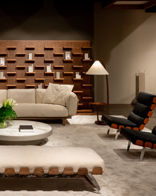 
Structure and stillness. MASCHERONI at Salone del Mobile.Milano 2026. | Photography courtesy Salone del Mobile.Milano 2026.