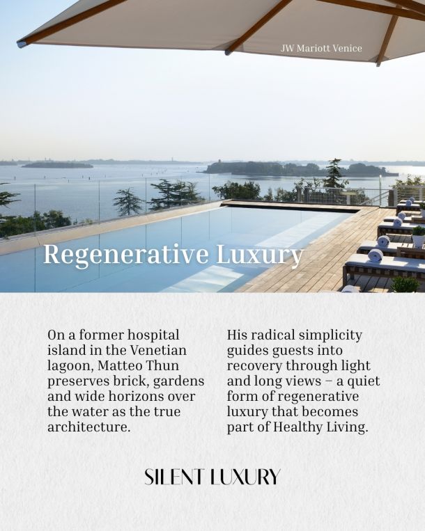 Exterior view of the wooden terrace at Waldhotel Bürgenstock in the snow, featuring the infinity pool. Architecture embodying Silent Luxury, integrating regenerative materials within the landscape of Obbürgen, Switzerland.