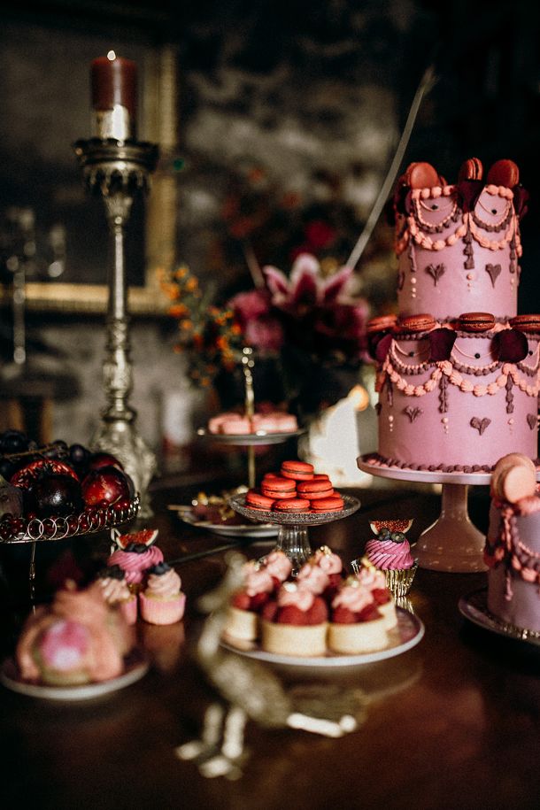 A detailed view of high-end Dulcesserie sweets and cakes arranged in a symphonic display, capturing the tangible textures of Markus Hufnagl’s radical patisserie.