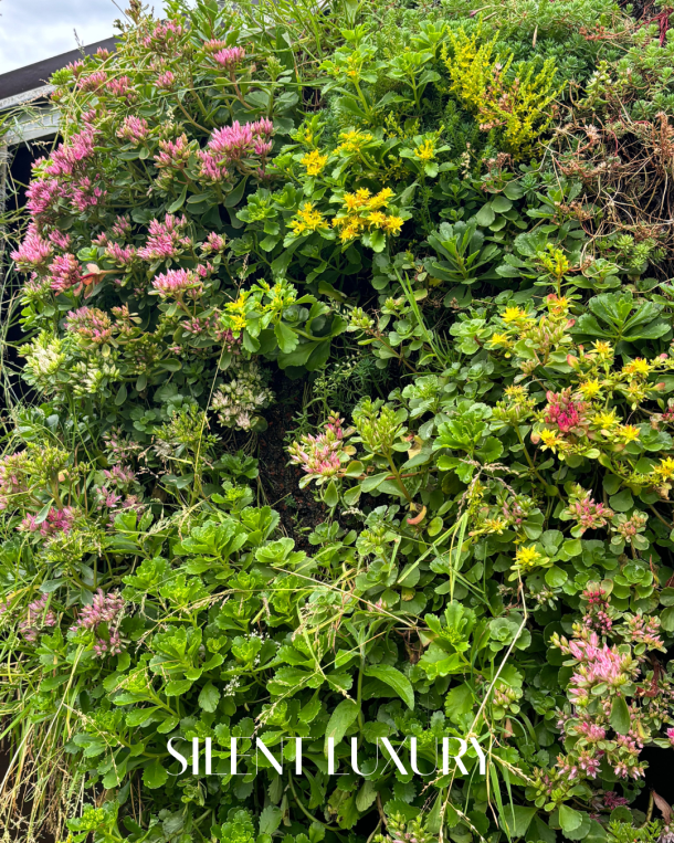 Vegetated fabricGREEN system with flowering plants and mixed groundcover