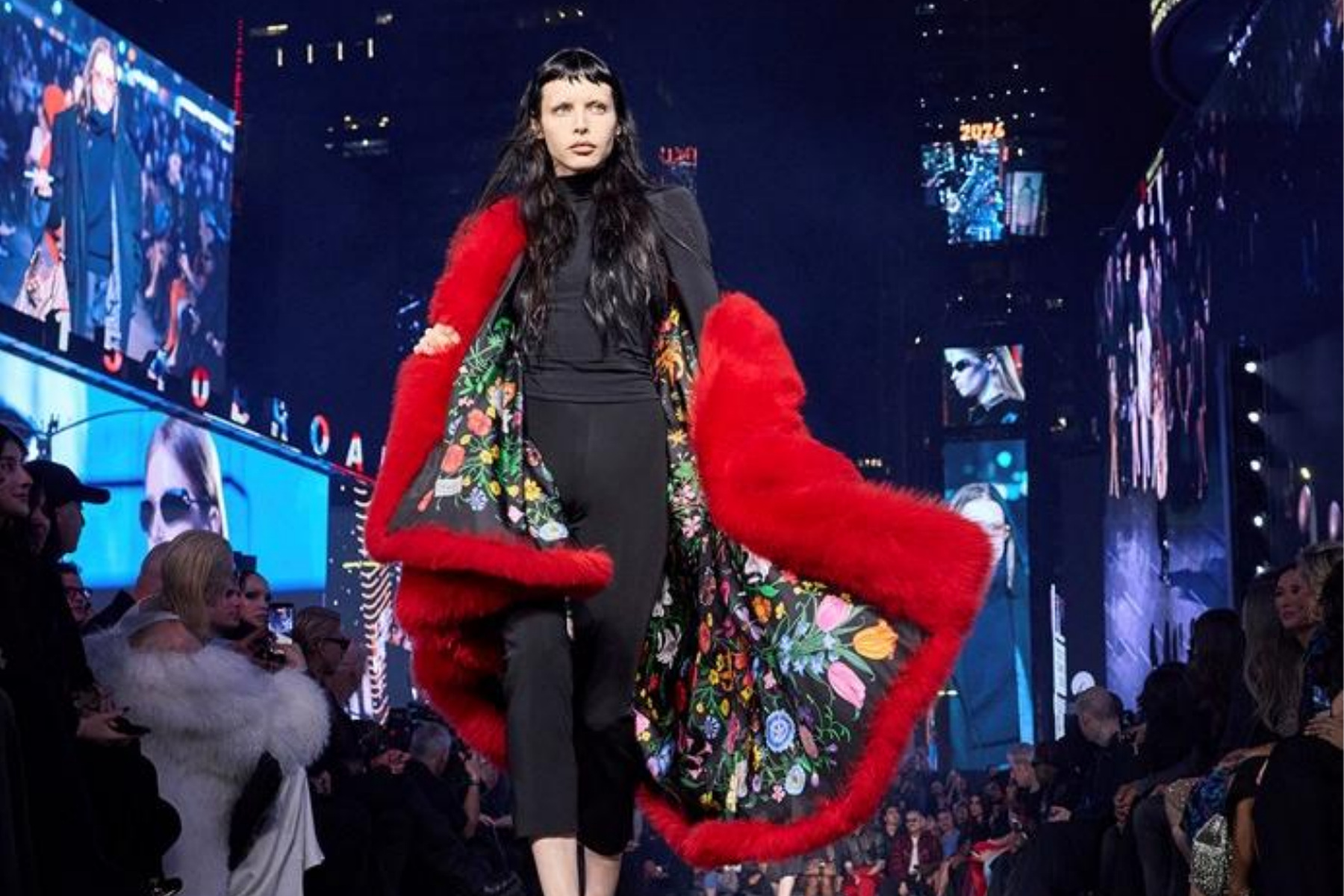 Reach as the new currency: The Gucci Core Cruise show in Times Square, New York, ranked first worldwide in earned media value this season, a core pillar in Luca de Meo's strategy to prioritize cultural relevance over price-driven growth.
