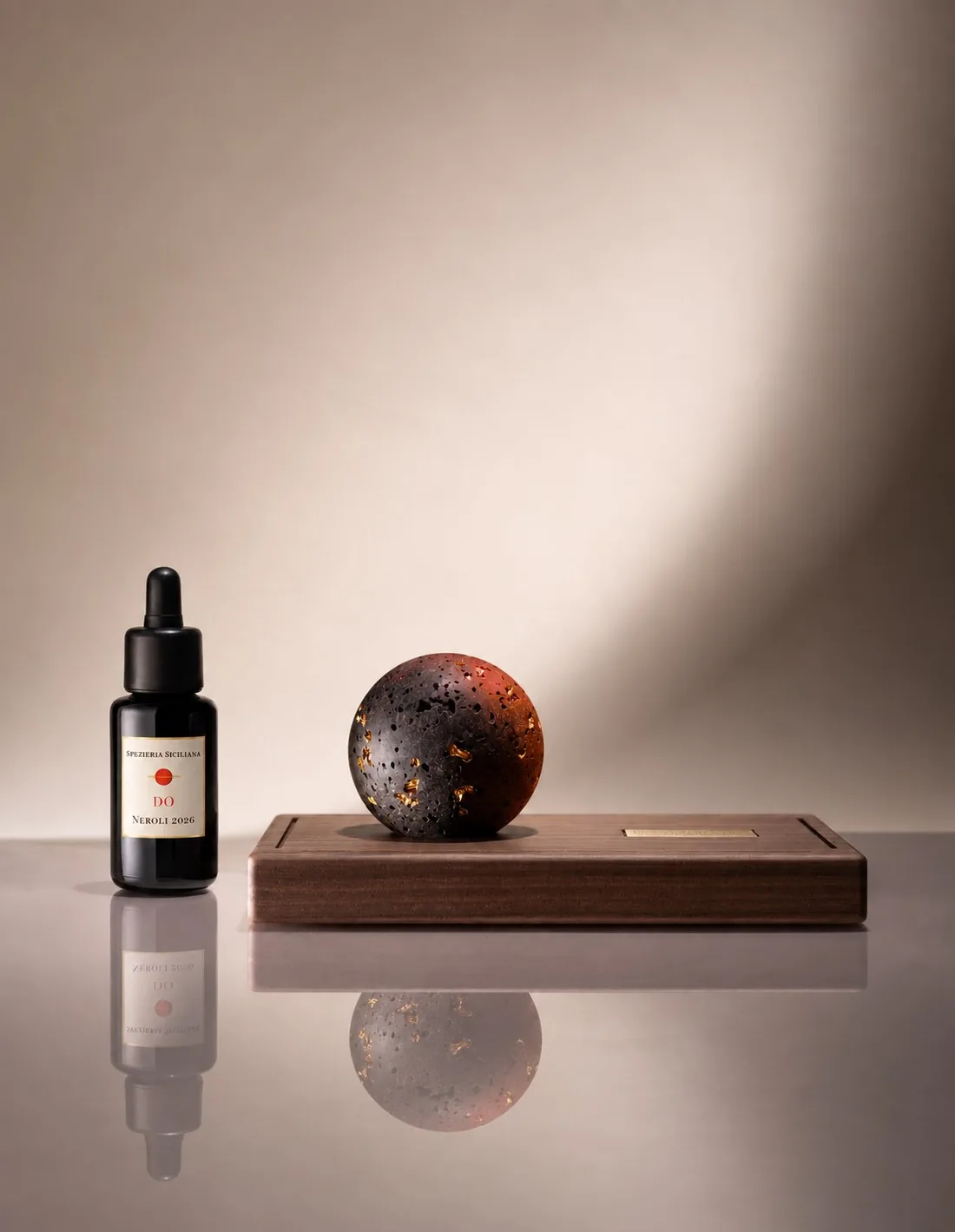 DO · Neroli 2026 by Spezieria Siciliana, a Sicilian neroli, with a sphere of Etna lava