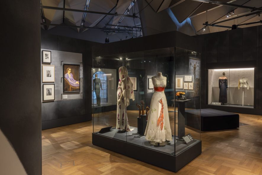Elsa Schiaprelli's lobster dress at the Fashion Becomes Art, Victoria and Albert Museum, London