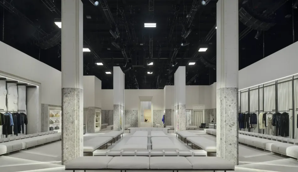 Gucci built a full-scale replica of its new store concept for Demna's Store Show in Milan on 25 September 2026. The concept opens on Avenue Montaigne in Paris at the end of October. | Photo: In Courtesy of Gucci; Paola Pansini
