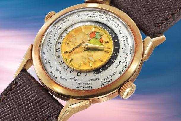 Patek Philippe Ref. 2523 "Polychrome Two-crown World-time", 1953. Sold for CHF7,961,000 (US$10,245,807) in Geneva, a world record for the reference. Courtesy Phillips.