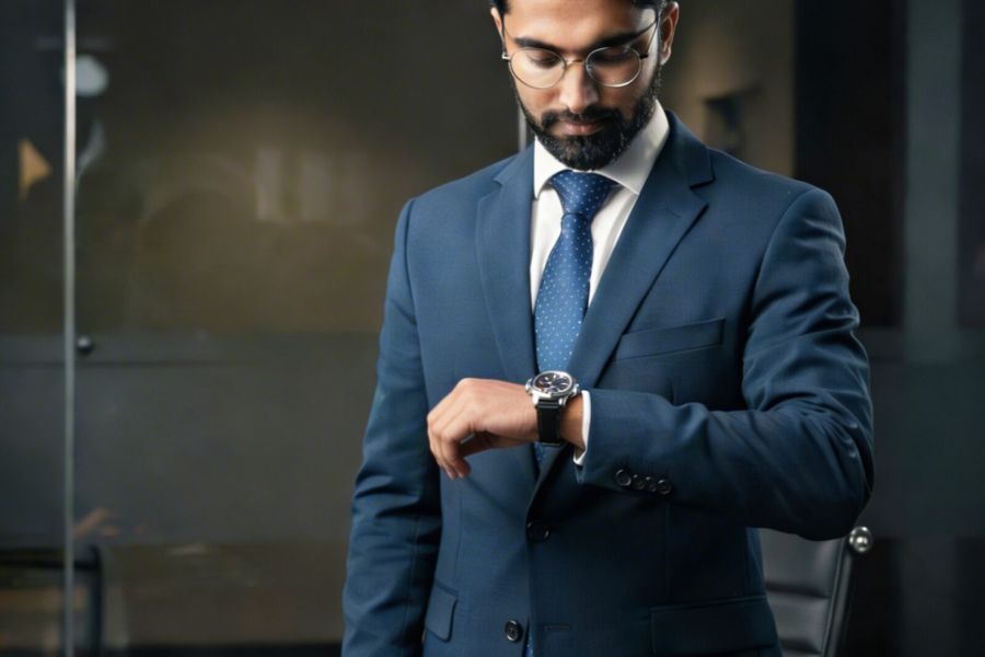 Indian luxury watch consumer in Mumbai office, January 2026, illustrating the structural growth of India's watch market under TEPA.